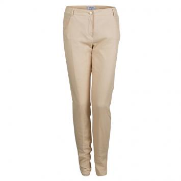 Pre Owned Chanel Beige Cotton Mesh Lined Trousers L