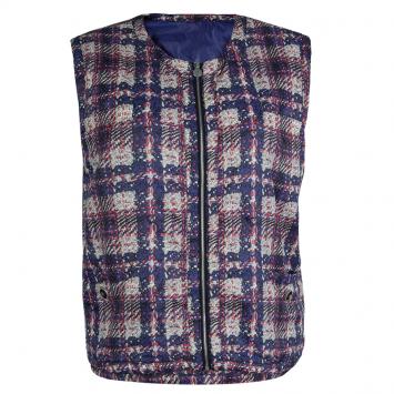 Pre Owned Chanel Printed Nylon Sleeveless Reversible Jacket L