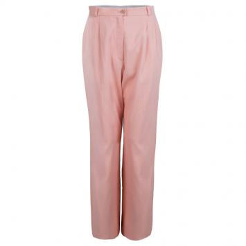 Pre Owned Chanel Light Pink Textured Cotton Wide-Leg Trousers M