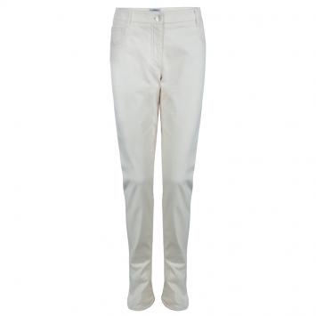 Pre Owned Chanel Cream Slub Denim Straight Fit Jeans L