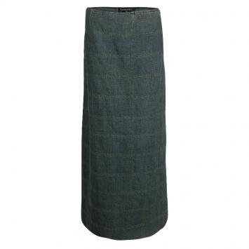 Pre Owned Chanel Vintage Washed Denim Quilted Maxi Skirt M