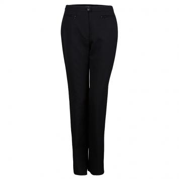 Pre Owned Chanel Black  High Waist Straight Fit Textured Cotton Pants M