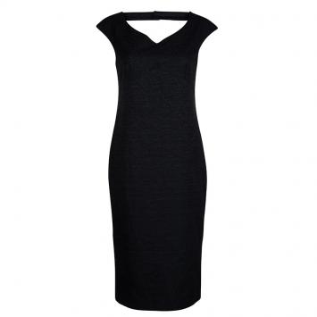 Pre Owned Chanel Black Textured Cotton Cap Sleeve Dress M