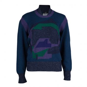 Pre Owned Chanel Multicolor Lurex Knit Sweater L