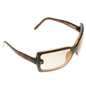 Pre Owned Chanel Brown Tortoise 5065 CC Rectangle Sunglasses 