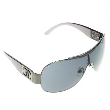Pre Owned Chanel Black 4136 Round Shield Sunglasses