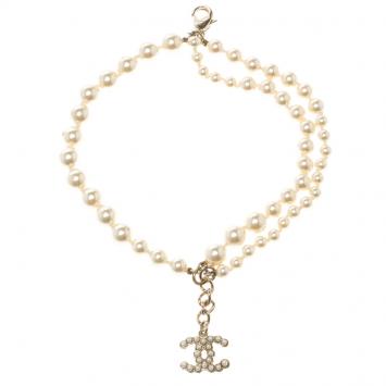 Pre Owned Chanel CC Charm Multi Strand Faux Pearl Bracelet