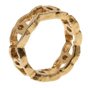 Pre Owned Chanel CC Gold Tone Ring Size 53