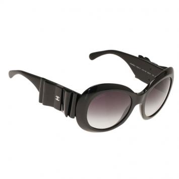 Pre Owned Chanel Black 5282Q Oversized Round Sunglasses