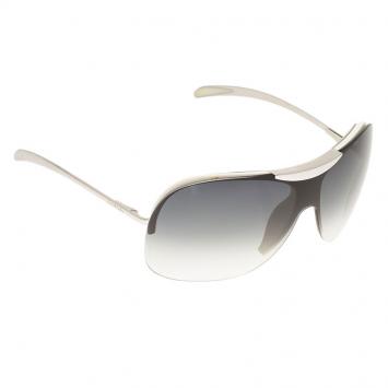 Pre Owned Chanel Silver and White 6007 Shield Sunglasses