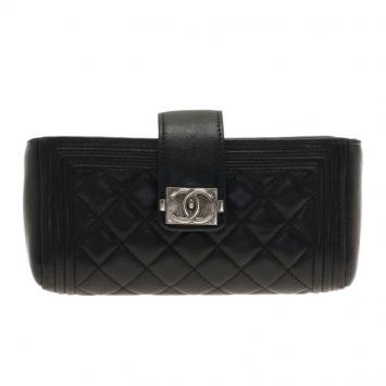 Pre Owned Chanel Black Lambskin Phone Pouch