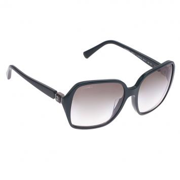 Pre Owned Chanel Dark Green 5284 Oversized Square Sunglasses 