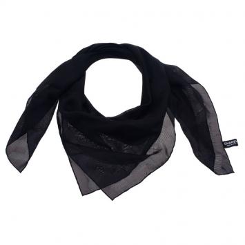 Pre Owned Chanel Black Chiffon Square Scarf 