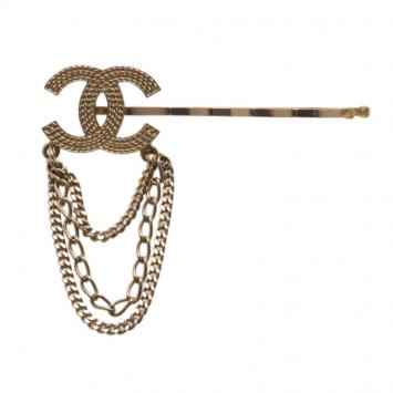 Pre Owned Chanel CC Chains Gold Tone Hair Pin