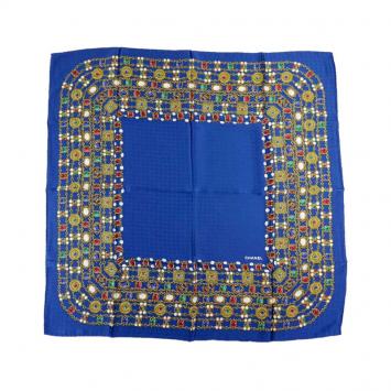 Pre Owned Chanel Blue CC Chain Print Scarf