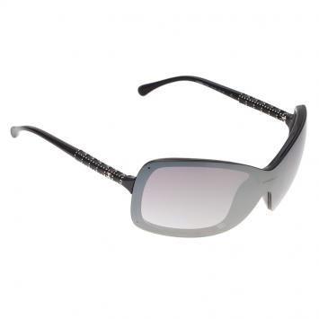 Pre Owned Chanel Black 6036 Shield Sunglasses