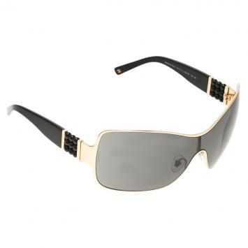 Pre Owned Chanel Gold 4177 Perle Collection Shield Sunglasses