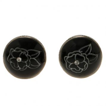 Pre Owned Chanel Black Camellia Clip On Earrings