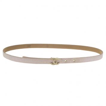 Pre Owned Chanel Blush Pink Satin CC Buckle Waist Belt 75CM