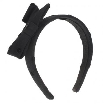 Pre Owned Chanel CC Black Polka Dot Bow Headband