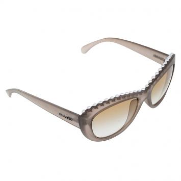 Pre Owned Chanel Grey Pearl Embellished Cat Eye Sunglasses