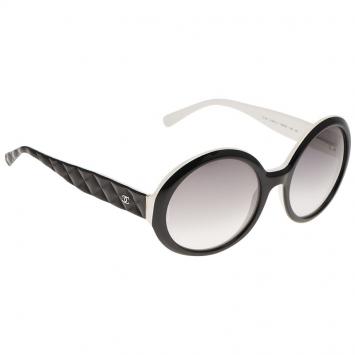 Pre Owned Chanel Black and White 5120 Round Sunglasses