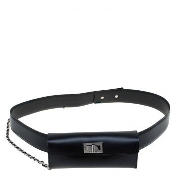 Pre Owned Chanel Black Leather Mademoiselle Waist Belt Bag