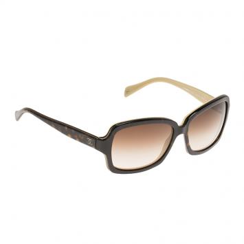 Pre Owned Chanel Tortoise Frame Square Sunglasses