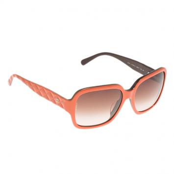 Pre Owned Chanel Orange Quilted 5124 Oversized Sunglasses