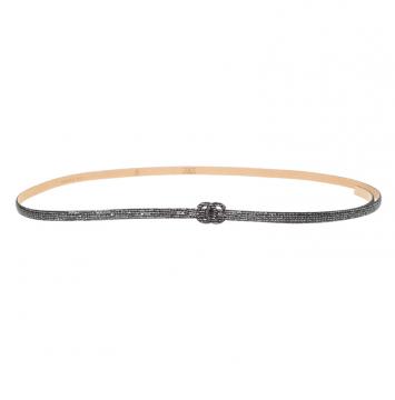 Pre Owned Chanel Black Sequin CC Skinny Belt 100 CM