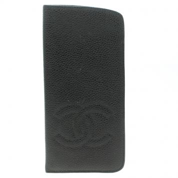 Pre Owned Chanel Black Caviar Leather Eyeglasses Pouch