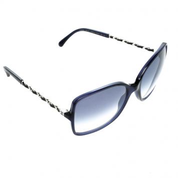 Pre Owned Chanel Blue 5210-Q Chain Detail Square Sunglasses