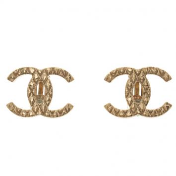 Pre Owned Chanel CC Gold Tone Clip-on Stud Earrings