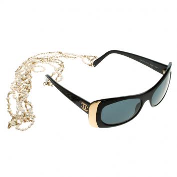 Pre Owned Chanel Black A28891 Pearl Necklace Sunglasses