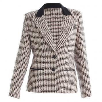 Pre Owned Chanel Pink & Black Tweed Tailored Jacket S