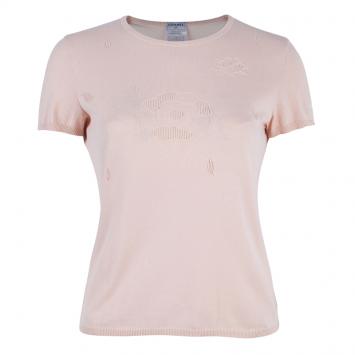 Pre Owned Chanel Blush Pink Knit Top M