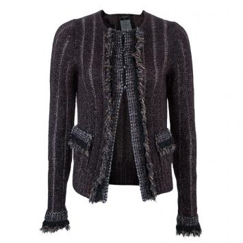 Pre Owned Chanel Plum Cashmere Knit Cardigan S