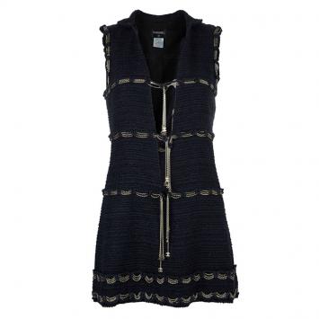 Pre Owned Chanel Tweed Chain Detail Dress S