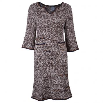 Pre Owned Chanel Brown Two Pocket Knit Dress M