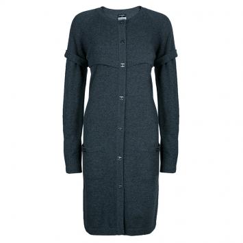 Pre Owned Chanel Grey Long Knit Cardigan M