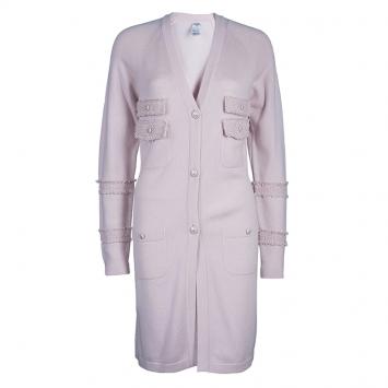 Pre Owned Chanel Pastel Pink 4 Pocket Detail Cardigan M