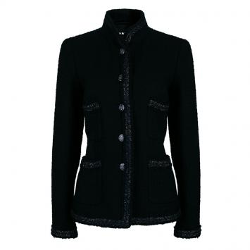 Pre Owned Chanel Black Metallic Trim Jacket M
