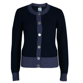 Pre Owned Chanel Navy Blue Cardigan M