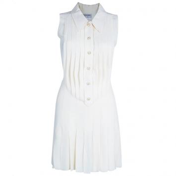 Pre Owned Chanel Off-white Sleeveless Dress S