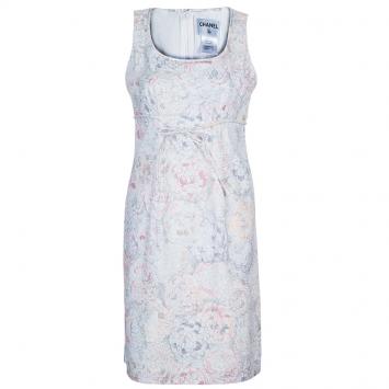 Pre Owned Chanel Floral Drawstring Waist Dress M