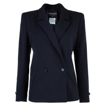 Pre Owned Chanel Navy Blue Tailored Blazer M