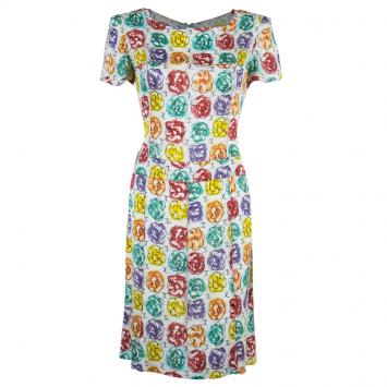 Pre Owned Chanel Multicolor Floral Printed Dress M