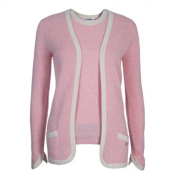 Pre Owned Chanel Pink Cashmere Cardigan Twin Set S
