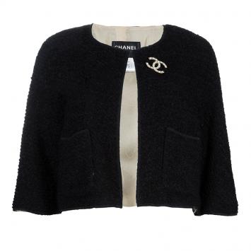 Pre Owned Chanel Black Textured Jacket S