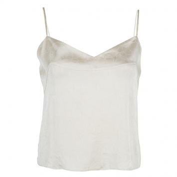 Pre Owned Chanel Beige Silk Cropped Camisole Top M